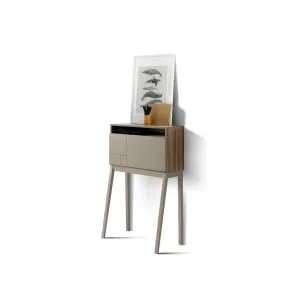 Bureau mélamine et hêtre massif noyer-taupe bristol 117x75x39cm